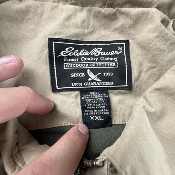 Vintage Eddie Bauer Harrington Jacket Men XXL Tan Bomber Golf Barn Gorpcore - Picture 9 of 9